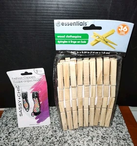 NAIL CLIPPERS Sassy + Chic (2 pcs) Rainbow Hearts Foot Shaped & 36 Clothespins.  - Picture 1 of 3