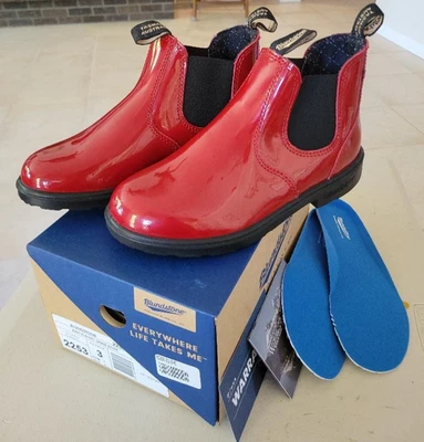 Blundstone 2253 Chelsea Boots Kids Sz Men 4/Women 6 Red Patent Leather - Image 1 of 4