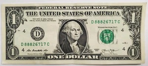 Billete de un dólar LUCKY 888 número de serie elegante con 888 - Imagen 1 de 6