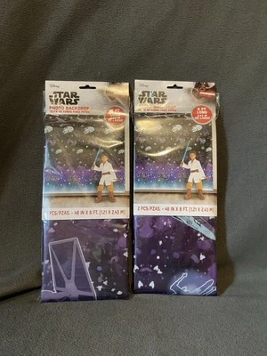 Telón de fondo fotográfico Disney Guerra de las Galaxias 8 pies de largo NUEVO sellado fiesta de cumpleaños 2 piezas Foto 1 de 4