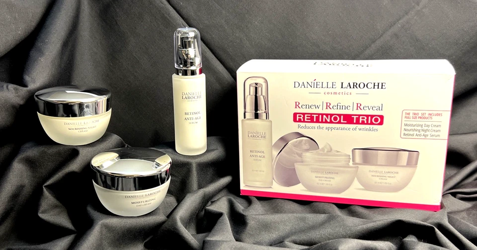 全新带盒 DANIELLE LAROCHE 视黄醇三件套全尺寸日夜霜抗衰老精华 — 第 1/4 张图片