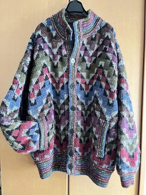 Missoni Men XXL Reversible Wool Coat Orange Tag Multicolor zigzag pattern Unique - Image 1 of 4