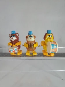 3 Vintage Tomy Not So Grand Band Wind Up Toy Monkey with Cymbals 1970's Drums - Picture 1 of 8