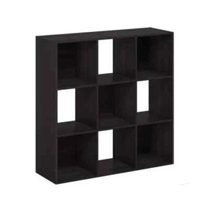 35.86 in. Tall Espresso Wood 9-Shelf Cube Bookcase with Open shelves - Picture 1 of 5