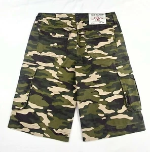 TRUE RELIGION Mens Woodland CAMO 13" Cargo Utility Shorts 31" Waist Camouflage - Picture 1 of 12