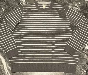 Maglione uomo Duluth Trading Company Strongarm Stripe Crew taglia XL grigio/bianco nuovo senza etichette - Foto 1 di 6