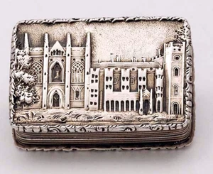 English Sterling CASTLE TOP VINAIGRETTE Nathaniel Mills 1842 Newstead Abbey - Picture 1 of 7
