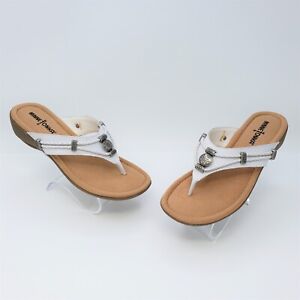 Minnetonka Silverthorne White Leather Flip Flops Thong Sandals 70000 Size 6