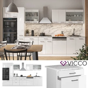 Cucina modulare blocco cucina ad incasso cucina R-Line 350 cm bianco Vicco - Foto 1 di 8