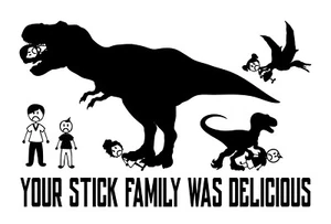 Dinosaur Eating Anti Stick Family Sticker Decal Trex Ate Your Stick Family - Picture 1 of 1