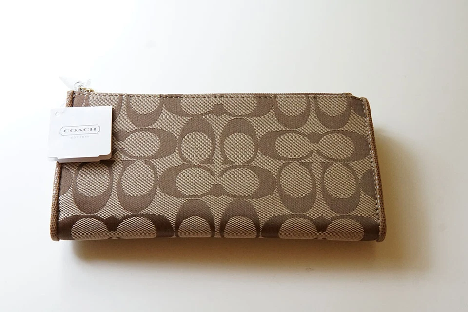 Coach Alexandra Signature Slim Envelope F48861 B4/Khaki/Mahogany BKHMA - Image 1 of 4