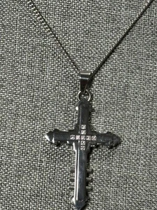 Men’s Stainless Steel Cross Necklace With Crystals - Picture 1 of 5