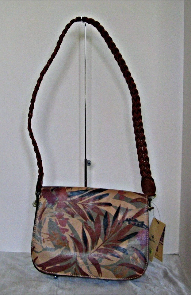 Patricia Nash Leather MONDOVI Flap Crossbody Handbag Palm Leaves