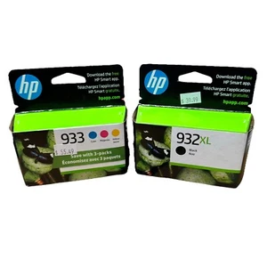 HP 932XL czarny i HP 933 kolorowy zestaw atramentów N9H62FN CN053AN N9H56FN oryginalny OEM zapieczętowany - Zdjęcie 1 z 6