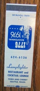 SEATTLE, WASHINGTON: LAMPLIGHTER RESTAURANT MATCHBOOK MATCHCOVER -E - Picture 1 of 1