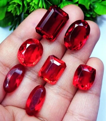 Loose Gemstone Brazilian Red Topaz 51.30 Ct/ 7 pcs Mixed Shape With Free Gift - Image 1 of 4