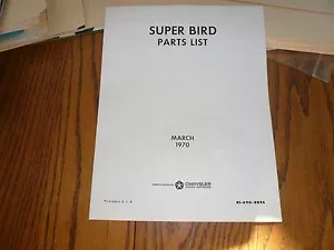 Lista de piezas Super Bird 1970 - Chrysler Mopar - Imagen 1 de 3