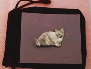 Katze Zinn Brosche Anstecknadel Vintage - Bild 1 von 1