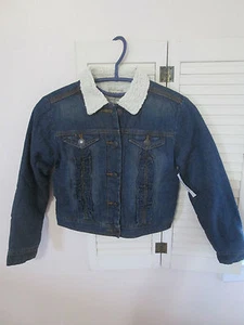 NWT New Old Navy Blue Jean Button Front Long Sleeve Coat Jacket Girl Size M 8 - Picture 1 of 5