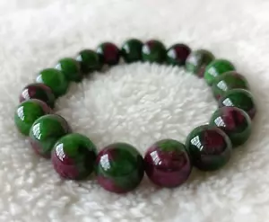 Ruby & Zoisite Bracelet Gems Stone Amulet Auspicious Love Courage Wealthy Beads - Picture 1 of 15