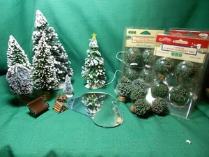 Lemax Round Evergreen Pine Trees Lighted Tree Park Bench - Picture 1 of 7