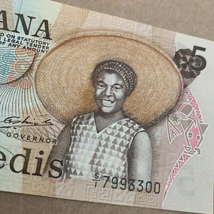 Ghana 5 Cedis Banknote 4th July 1977 Ghanan Currency Paper Money African Bill - Picture 1 of 4