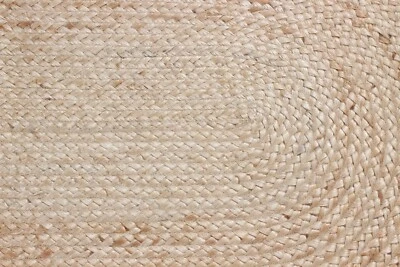 Oval Natural Jute Area Rug Handmade Solid Beige Kilim Living Room Carpet 4x6 6x9 - Image 1 of 4