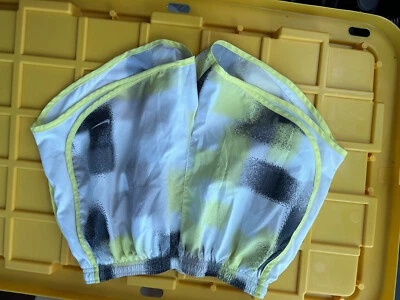 NIKE Women's TEMPO DRI-FIT Runner Shorts-White/Yellow/Black 455702-710 SIZE S - Image 1 of 4