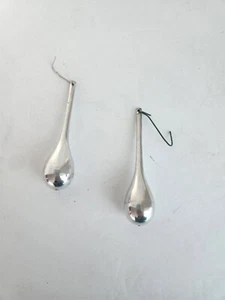 Menge 2 Vintage Träne Weihnachtsschmuck Silber Metallic 3" Lang Kunststoff  - Bild 1 von 3