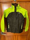 Youth REI Water/Wind Proof Zip Up Hooded Jacket Gray & Bright Green Pockets