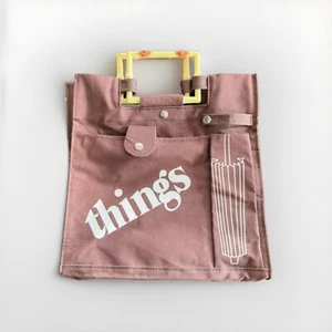 Vintage 80s "Things" Tote Umbrella Bag Brown Vacation Holiday Travel RARE - Picture 1 of 11