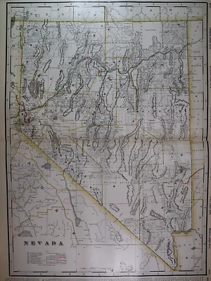 Antiguo mapa del atlas ferroviario de Cram's de 1902 ~ NEVADA ~ (XXLG18x26) ~ INDIAN RES. -#614 Foto 1 de 3