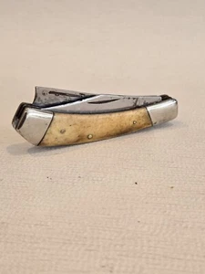 VINTAGE FROST CUTLERY SURGICAL STEEL POCKET KNIFE 2 Blade /Bone Handle - Picture 1 of 9