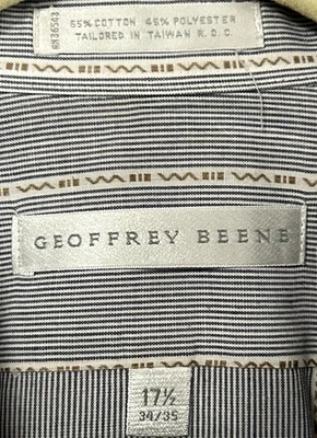 Geoffrey Beene Men's Striped Wrinkle Free Long Sleeve Dress Shirt 17.5 x 34/35 - Image 1 of 4
