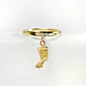Vintage 18k Gold Nefertiti charm ring - Picture 1 of 9