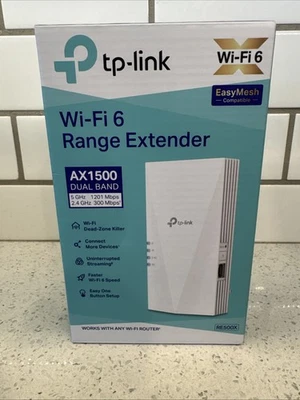 TP-Link AX1500 WiFi 6 Range Extender RE500X White Wall Plug 1500 Ft Dual Band - Image 1 of 4