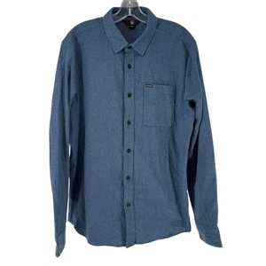 Volcom Shirt Modern Fit Long Sleeve Button Up Collared Solid Blue Mens Size L - Picture 1 of 7