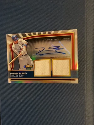 2011 Topps Finest Darwin Barney Dual Game Used Jersey Swaths/Autographed Card - Image 1 of 2