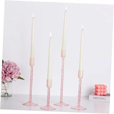  Candelabros cónicos de vidrio: 4 piezas candelabros vintage altos 4 piezas rosa Foto 1 de 4