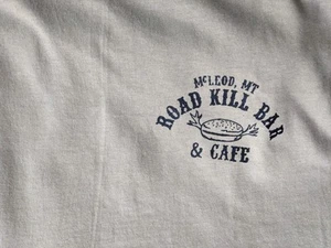 Vintage Road Kill Cafe Tan T-Shirt McLeod Montana Size S Unisex New - Picture 1 of 8