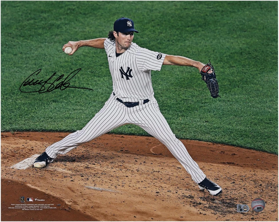 Fotografía firmada por Gerrit Cole New York Yankees de 16" x 20" a rayas vista lateral Foto 1 de 1