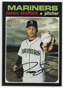2020 Topps Heritage Justus Sheffield #418 stampa corta Seattle Mariners SP - Foto 1 di 2