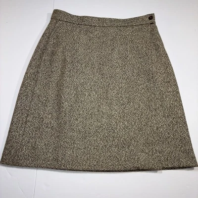 Falda para mujer Brooks Brothers talla 12 mezcla de lana tweed envolvente hasta la rodilla marrón Foto 1 de 4
