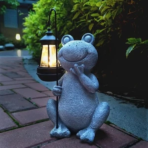 Frog Solar Garden Statues,Resin Figurine Decorations with - Picture 1 of 7