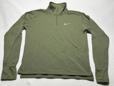Nike Running Womens Therma Sphere Element 1/4 Zip Heather Green Small 928753 - Image 1 of 4