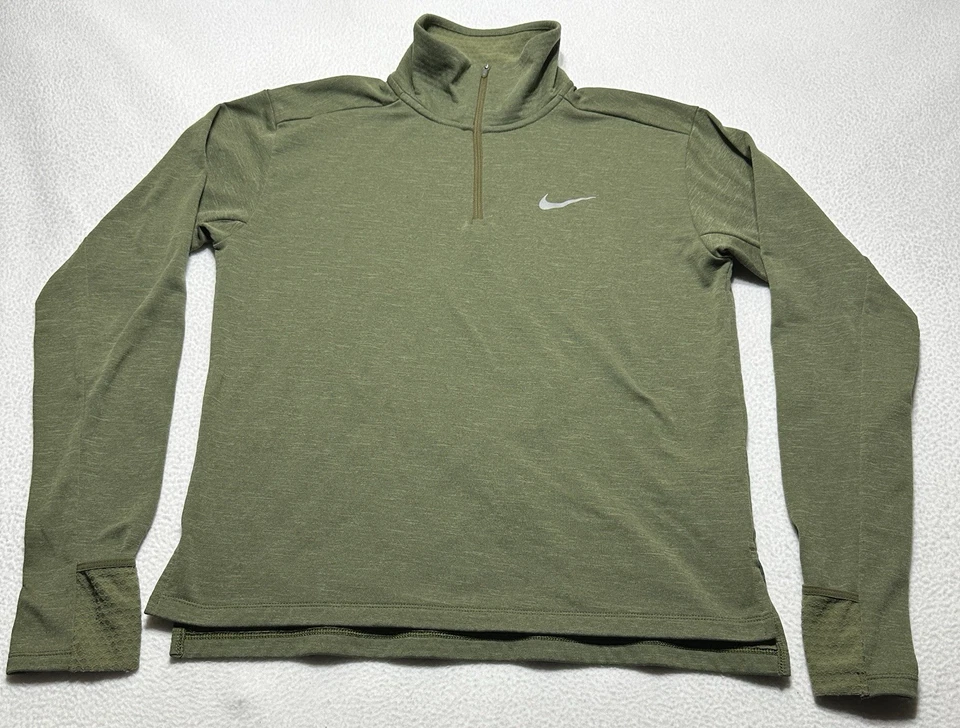Nike Running Womens Therma Sphere Element 1/4 Zip Heather Green Small 928753 - Image 1 of 4