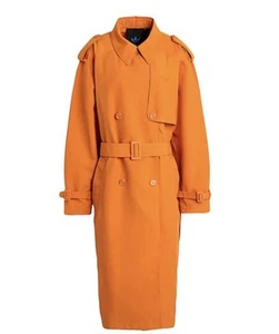 ADIDAS BLUE VERSION SLEEK LOOSE FIT LONG TRENCH COAT - ORANGE HN3336 Size 10-12 - Picture 1 of 8