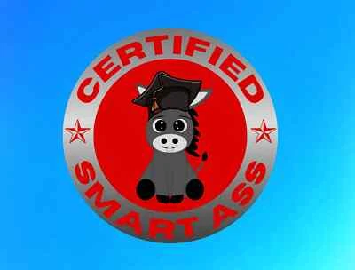 Certified Smart Ass滑稽贴纸,安全帽贴纸,Smartass贴纸 — 第 1/4 张图片