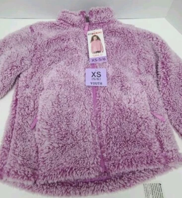 32 度拉链洋红色抓绒夹克带口袋儿童尺寸 4/5 如此柔软新品 — 第 1/4 张图片