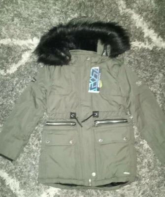 Parka forrada de piel Justice para niñas talla 6/7 nueva verde oliva  Foto 1 de 4